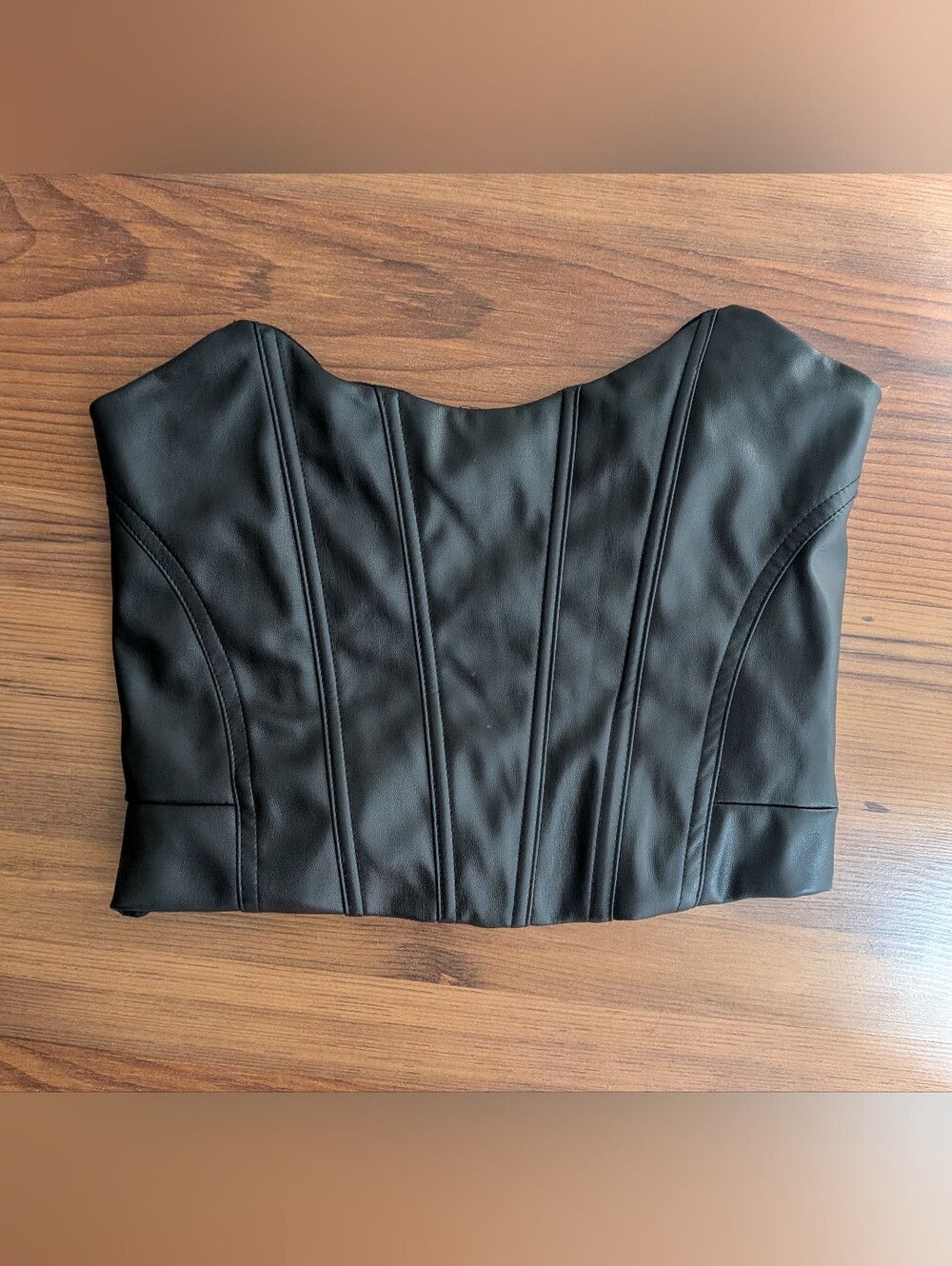 refuge Black Faux Leather Corset Crop Top